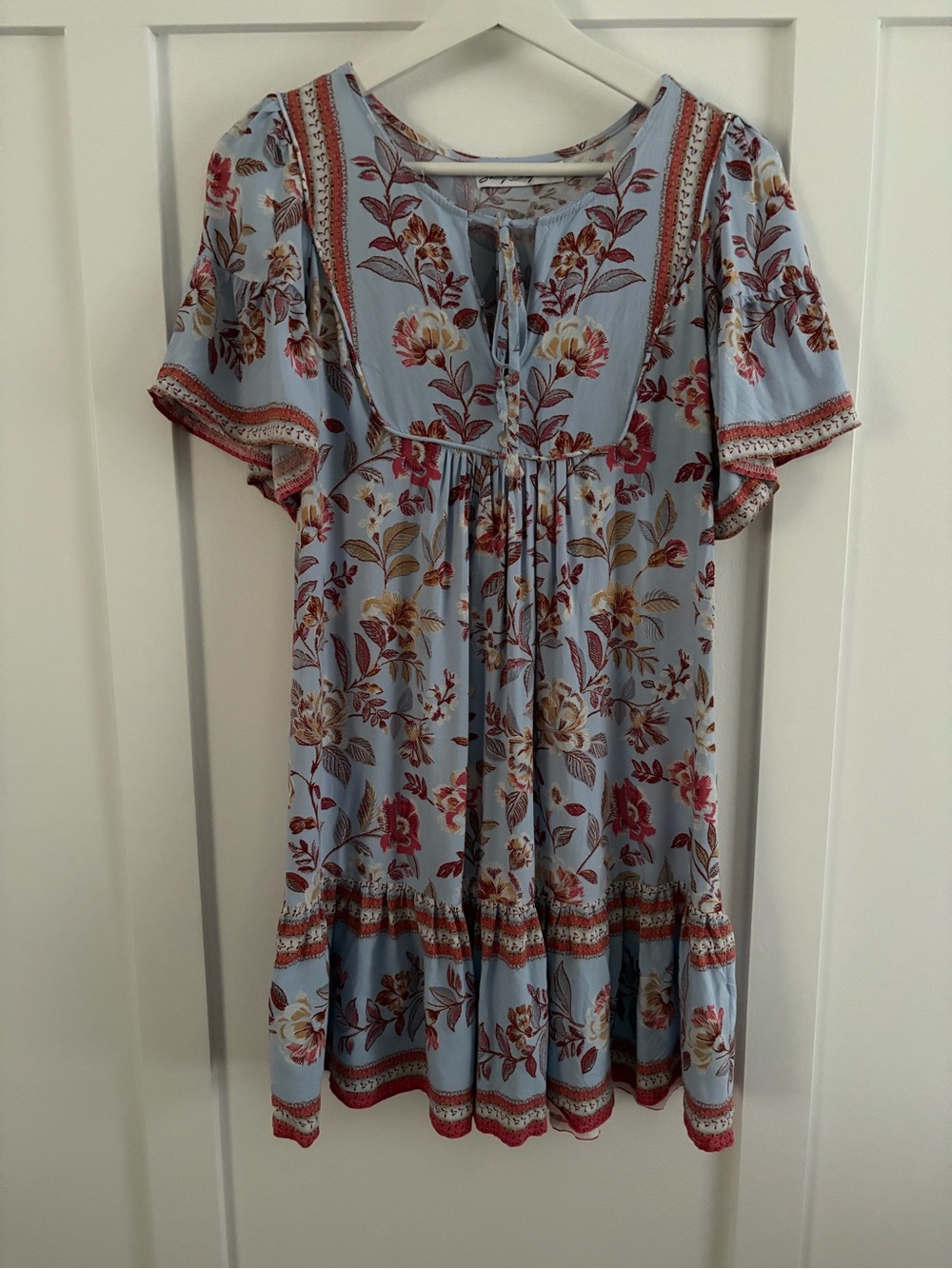 Floral Baby Doll Dress in Light Blue